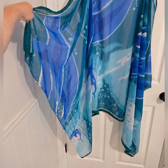 Peppermint Bay Scarf Body Wrap Large Ocean Theme Silky - Picture 2 of 10
